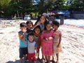 Group of local children on the beach Myanmar