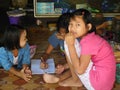 Group of local children at school in Myanmar