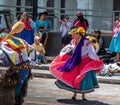 Group in local costume performing ecuadorian traditional dance - Quito, Ecuador