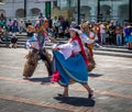 Group in local costume performing ecuadorian traditional dance - Quito, Ecuador