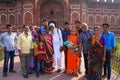 Group of local people standing outside Jahangiri Mahal in Agra F Royalty Free Stock Photo