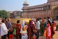 Group of local people standing outside Jahangiri Mahal in Agra F Royalty Free Stock Photo