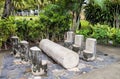 Group of log sculpture concrete in park Royalty Free Stock Photo