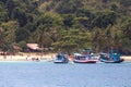 Group of longtail boats and tourists at the RANG island. Rang island located near Koh Chang in Trat, Thailand