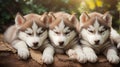 A group of lovely Siberian husky puppy are sleeping background Royalty Free Stock Photo