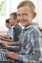 Group Of Male Elementary School Children In Computer Class Royalty Free Stock Photo