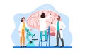 Group of male and female scientists is studying human brain and mind memory Royalty Free Stock Photo