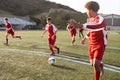 Group Of Male High School Students Playing In Soccer Team