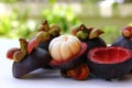 Group of mangosteen tropical the famous Thai fruit