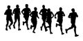 Group of marathon racers running. Marathon people silhouette. Royalty Free Stock Photo