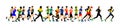 Group of marathon racers running. Marathon people vector. Royalty Free Stock Photo