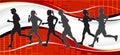 Group of Marathon Runners on abstract background. Royalty Free Stock Photo