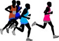 Group of marathon runners silhouette
