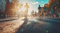 group of marathon runners, sport and activity background or banner poster Royalty Free Stock Photo