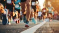 group of marathon runners, sport and activity background or banner poster Royalty Free Stock Photo