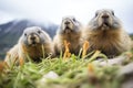 group of marmots with one vocalizing Royalty Free Stock Photo