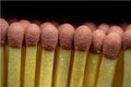 Group of matchsticks, macro with black background Royalty Free Stock Photo