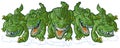 Group Of Mean Alligator Cartoon Mascots Charging Forward