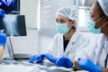 group of medical student study in class room. medical students studying human brain disease diagnosis through learning from X-ray Royalty Free Stock Photo