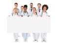 Group Of Medical Team Holding Blank Billboard Royalty Free Stock Photo