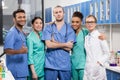 Group of medical workers in laboratory