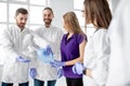 Group of medics during the first aid training indoors Royalty Free Stock Photo