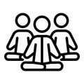 Group meditation icon, outline style