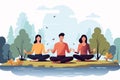 Group Meditation Session in a Serene Park Setting isolated vector style illustration