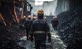 Group of Men Exploring the Depths of a Mysterious Coal Mine