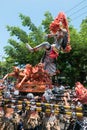 Group of men holding traditional sculpture. Nyepi ceremony in Ba