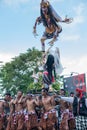 Group of men holding traditional sculpture. Nyepi ceremony in Ba