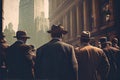 A group of men in Peaky Blinders style 1900s mafia Royalty Free Stock Photo