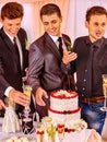 Group men people at stage party Royalty Free Stock Photo