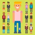 Group of men portrait different nationality friendship character team happy people young guy person vector illustration. Royalty Free Stock Photo