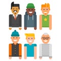 Group of men portrait different nationality friendship character team happy people young guy person vector illustration. Royalty Free Stock Photo