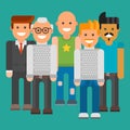 Group of men portrait different nationality friendship character team happy people young guy person vector illustration. Royalty Free Stock Photo