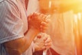 Group of Men Praying in the Church Service Prayer Meeting. Royalty Free Stock Photo