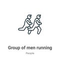 Group of men running outline vector icon. Thin line black group of men running icon, flat vector simple element illustration from Royalty Free Stock Photo