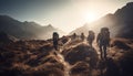 A group of men and women hiking generated by AI