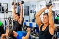 Group of men working his body at gym Royalty Free Stock Photo