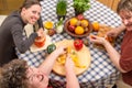 Group with a mentally disabled woman cooking together