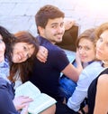 Group of merry students Royalty Free Stock Photo