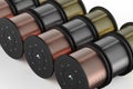 Group of metal, brass and copper coils or wires Royalty Free Stock Photo