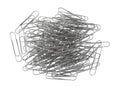 Metal paper clips on a white background Royalty Free Stock Photo