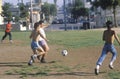 Group of Mexican-American young men playing soccer