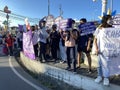 A group of militant and revolutionary women GABRIELA is holding a protest rally on the city main street