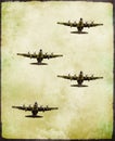 Group of military fighter plane in grunge style