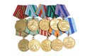 Group of military soviet medals of Great Patriotic war isolated