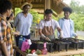 Group of mixed race students and teacher learning agriculture technology in smart farming , education ecology agricultural