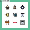 Pictogram Set of 9 Simple Filledline Flat Colors of game, globe, setting, data, analysis
